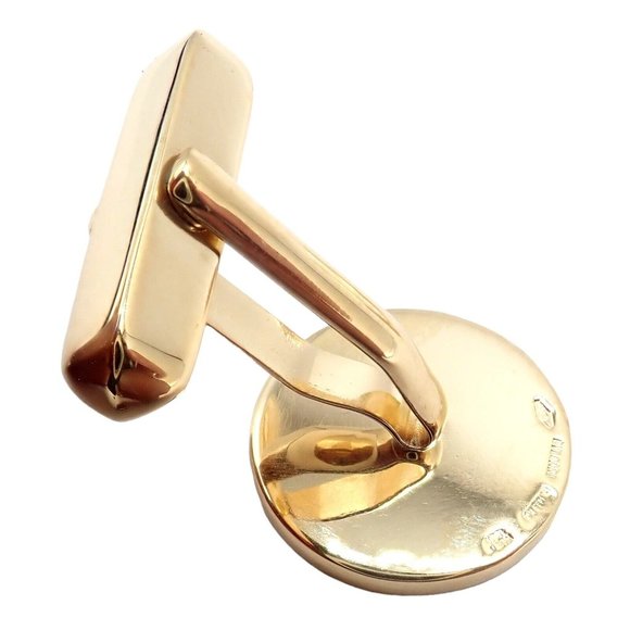 Authentic! Bvlgari Bulgari 18k Yellow Gold Lapis Lazuli Cufflinks - Picture 3 of 10